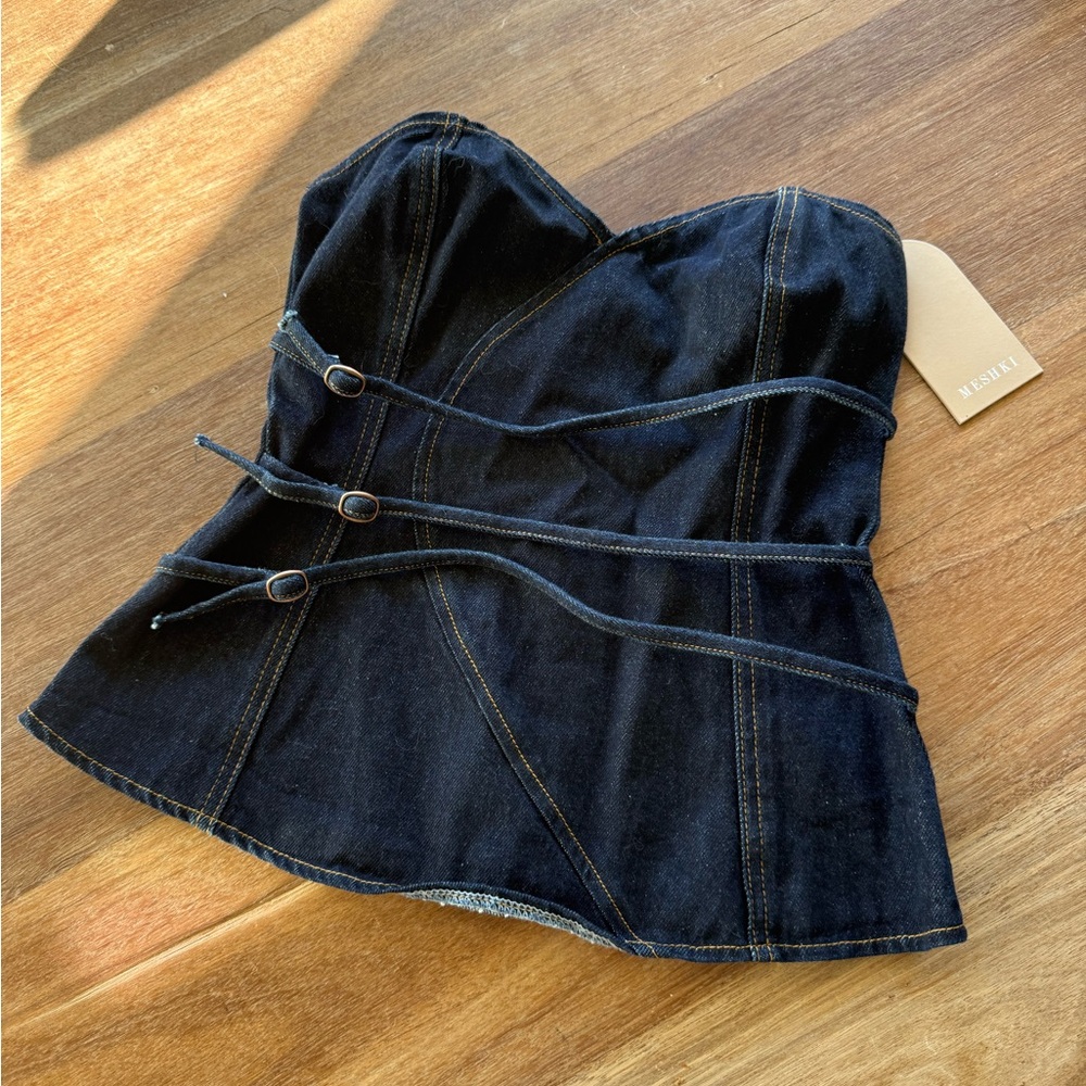 Meshki NWT Denim Strapless Top